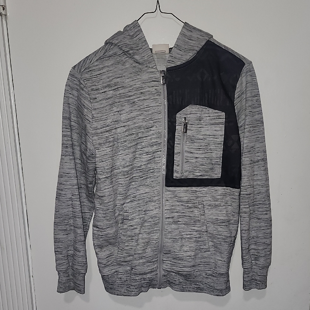 Mossimo Supply Co. Gray and Black Boys Sweater Youth Zip Up Hooded Jacket